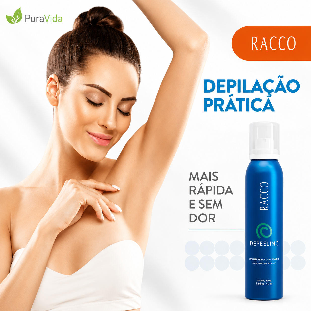 Mousse Spray Depilatório Depeeling Racco 150ml